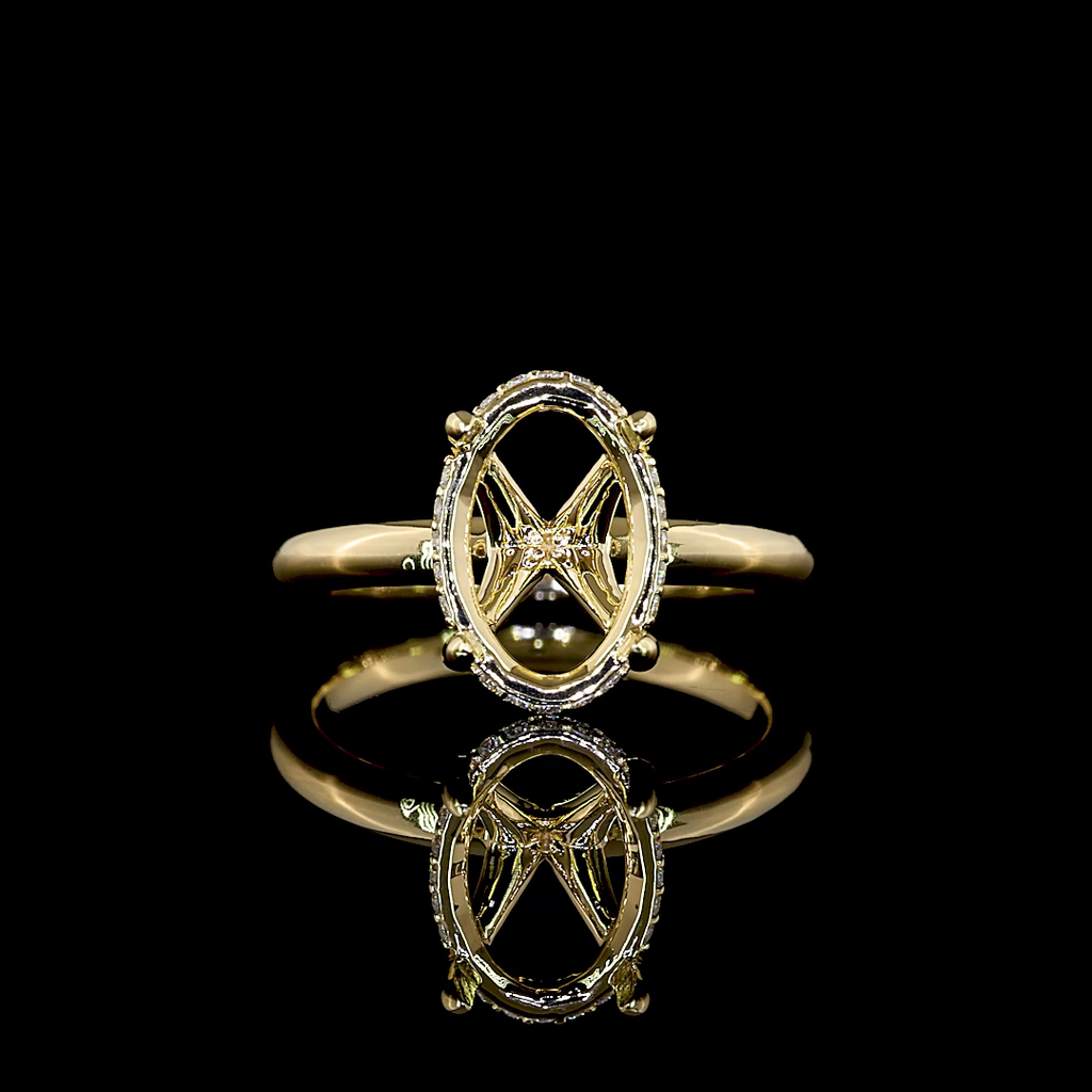 0.09 Cts 14k Yellow Gold Shape Hidden Halo Ring