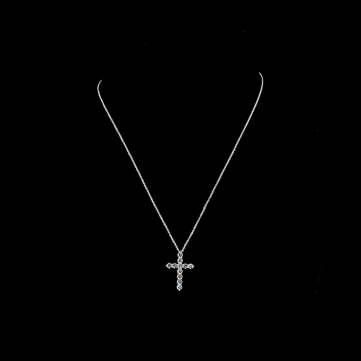 [PD14WCWRD100P] 1.02 Cts 14k White Gold Round Shape Cross Pendant