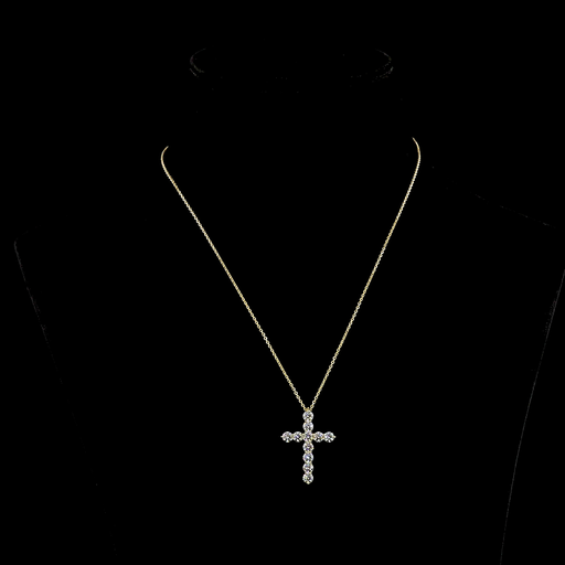 [PD14YCWRD100P] 1 Cts 14k Yellow Gold Round Shape Cross Pendant