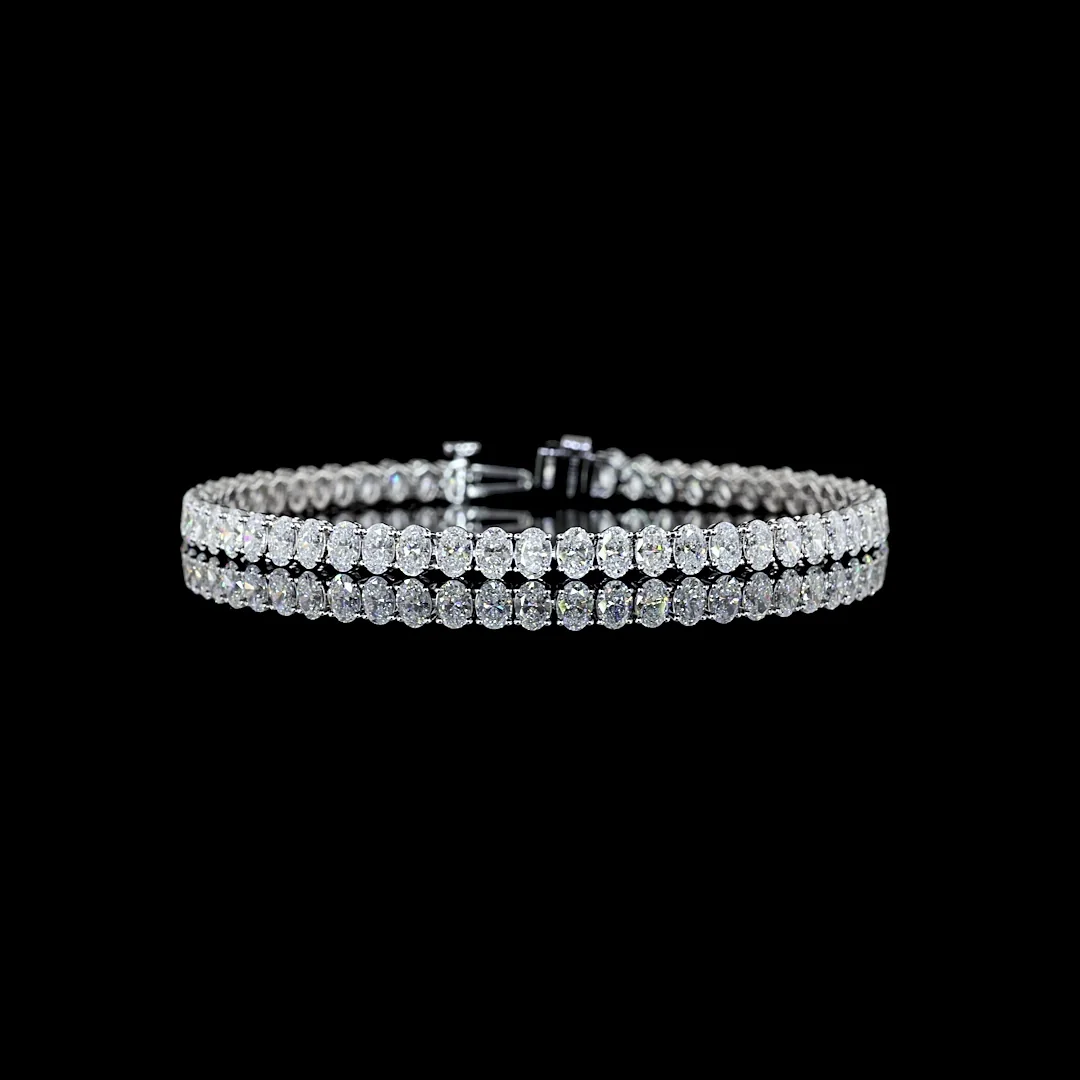 7.64 Cts 14k White Gold Oval Shape Tennis Bracelet