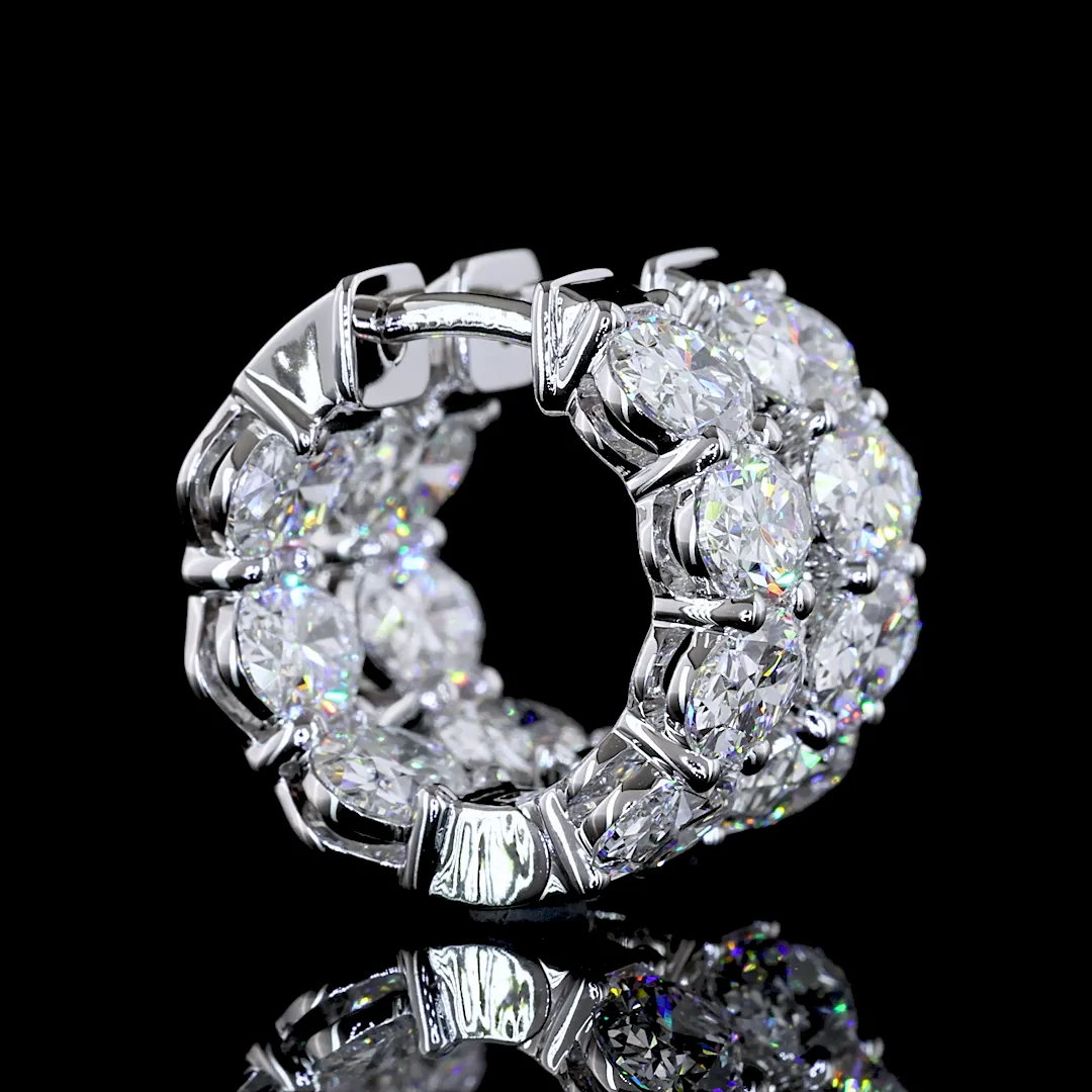 4.96 Cts 14k White Gold Oval Shape Huggies Earring