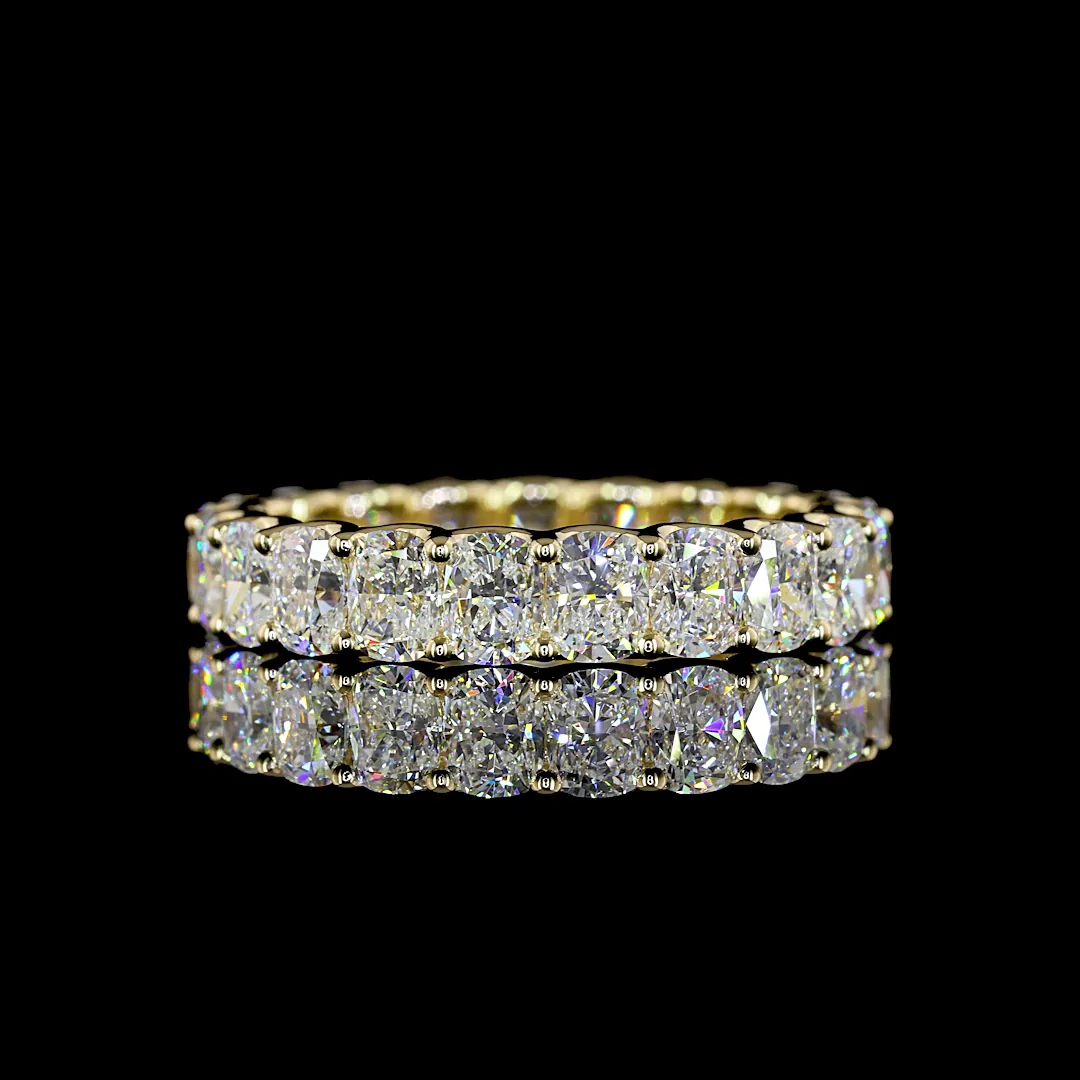 4.56 Cts 14k Yellow Gold Cushion Brilliant Shape Eternity Band Eternity Band