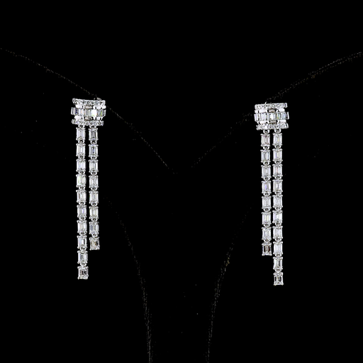 [ER14WLT275EMP_] 2.84 Cts 14k White Gold Emerald Shape Lariat Earring