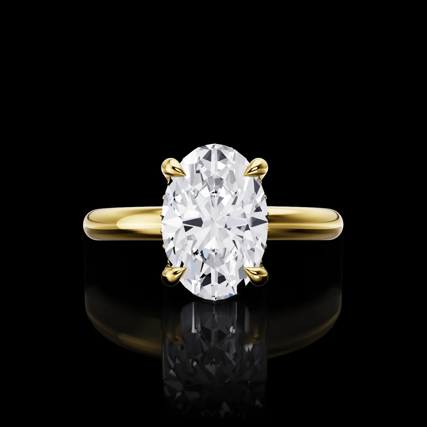 0.09 Cts 14k Yellow Gold Round Shape Solitaire Diamond Shank Ring