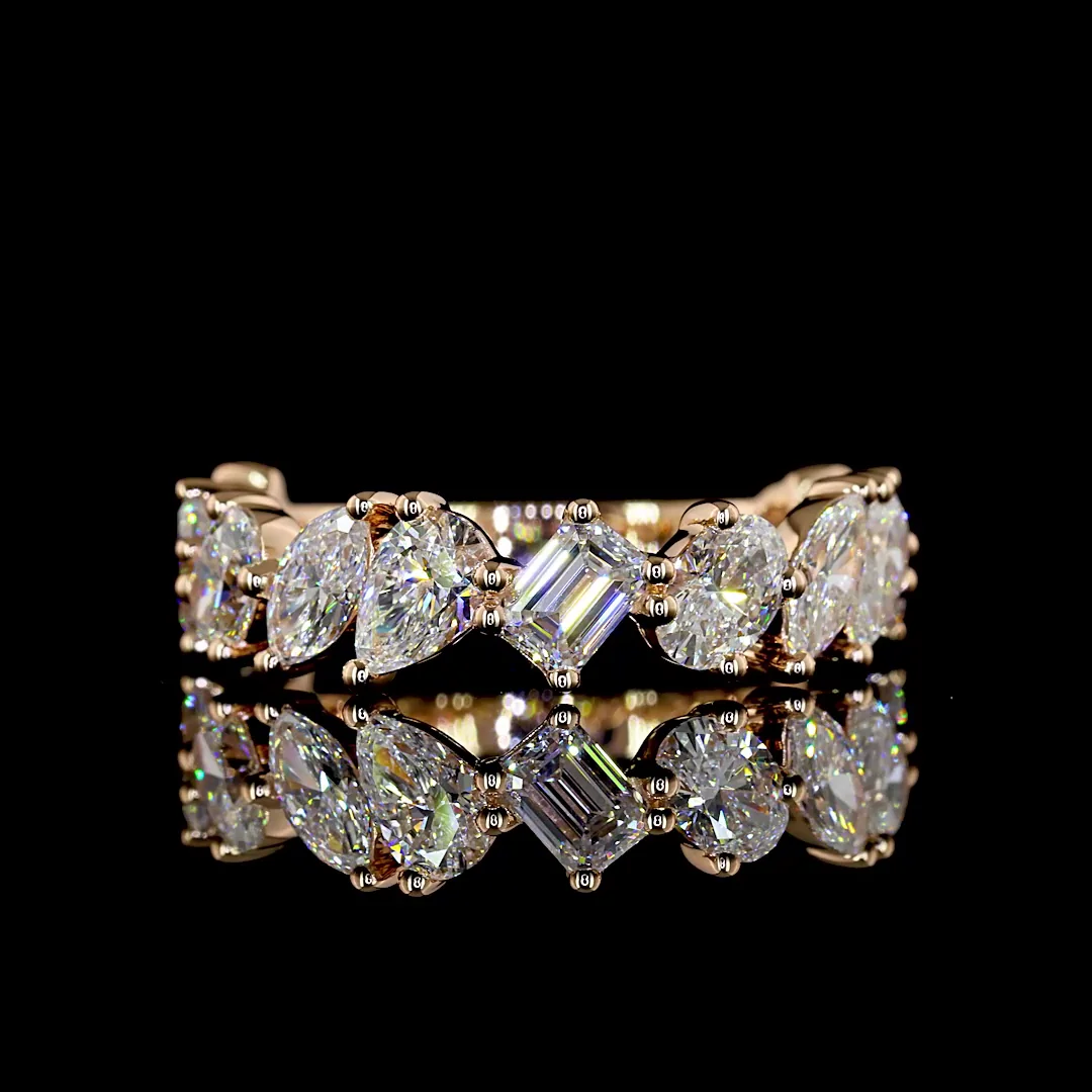 2.32 Cts 14k Rose Gold Mix Shape 3/4 Band Eternity Band