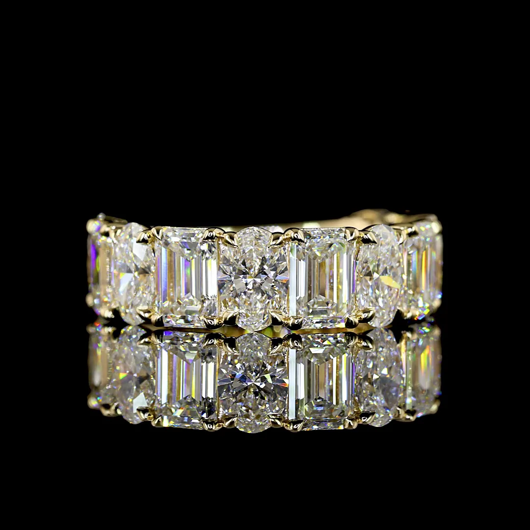 6.16 Cts 14k Yellow Gold Oval Shape 3/4 Band Eternity Band