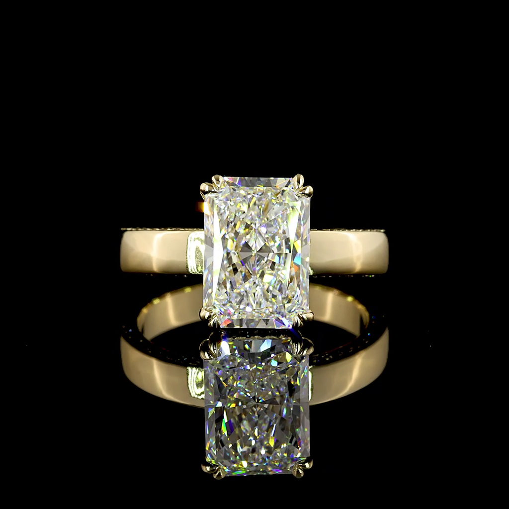 3.93 Cts 14k Yellow Gold Radiant Shape Hidden Halo Ring