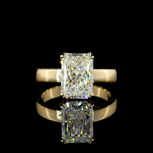 [RG14YHHRAD350PNS] 3.93 Cts 14k Yellow Gold Radiant Shape Hidden Halo Ring