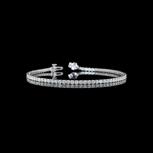 [BC14WTSRD300P] 3.39 Cts 14k White Gold Round Shape Tennis Bracelet