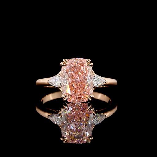 [RG14R3300PNS] 3.12 Cts 14k Rose Gold Mix Shape 3 Stones Ring