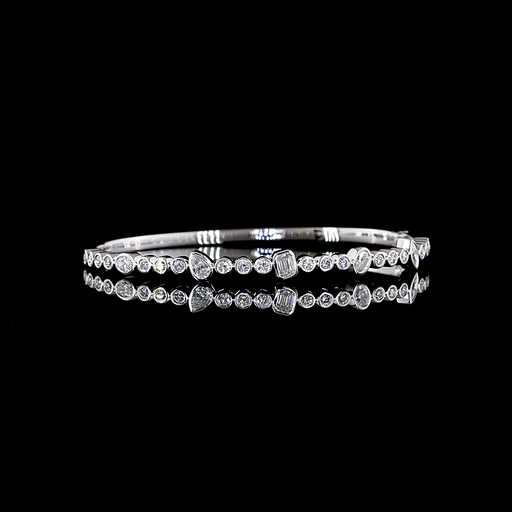 [BC14WBG150BIN] 1.52 Cts 14k White Gold Mix Shape Bangles Bracelet