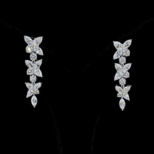 [ER14WHN400PNS] 4.27 Cts 14k White Gold Mix Shape Hanging Earring