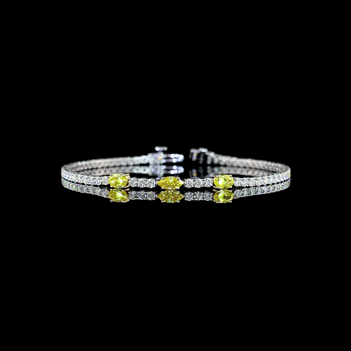 [BC14YSLT400PEW] 4.13 Cts 14k White Gold Mix Shape Station Line Tennis Bracelet
