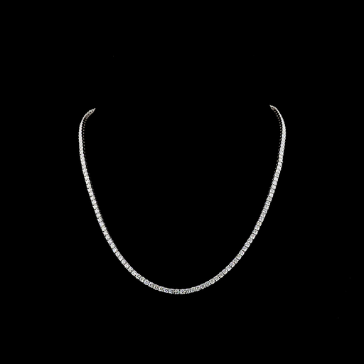 [NK14WTSRD900P] 9.17 Cts 14k White Gold Round Shape Tennis Necklace