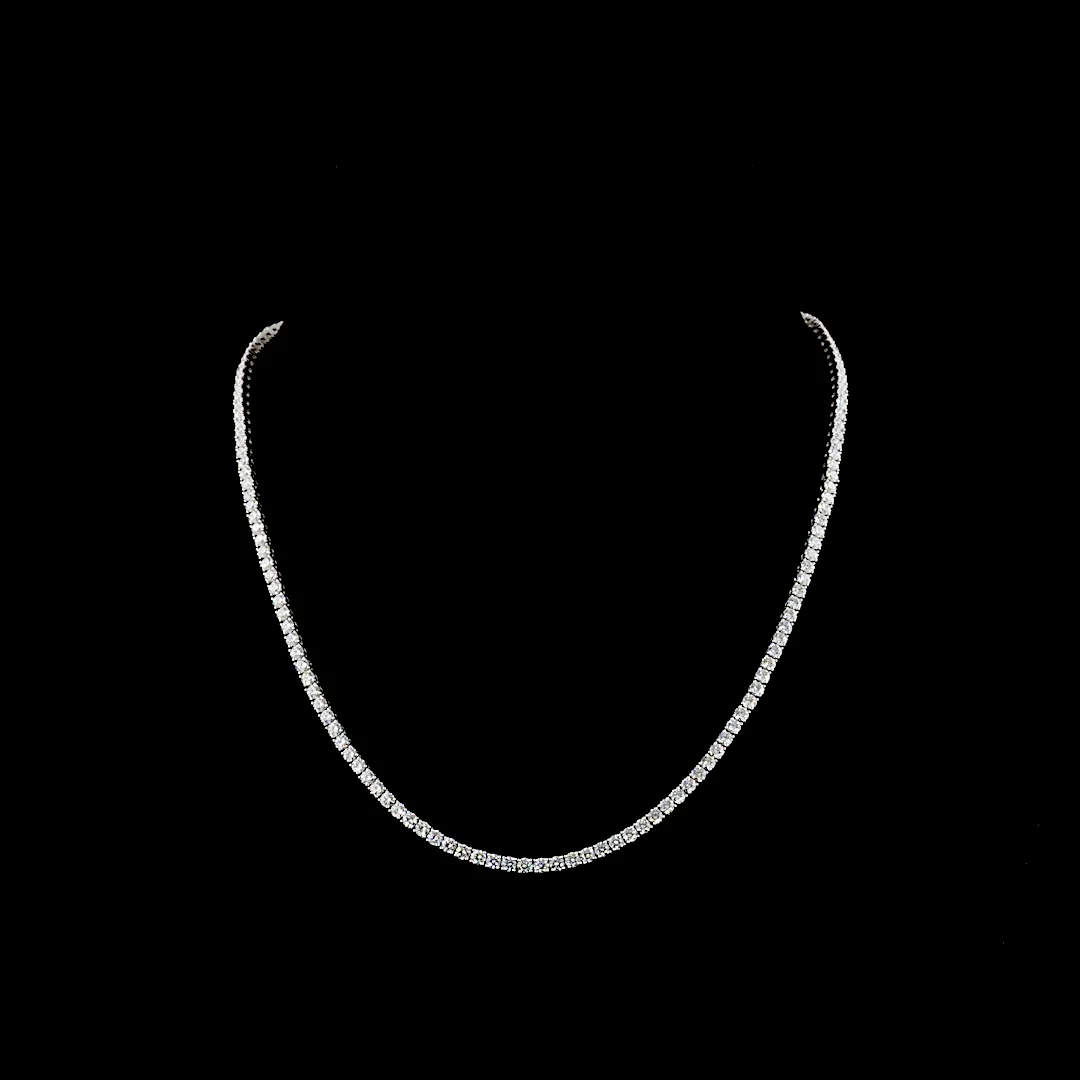 9.61 Cts 14k White Gold Round Shape Tennis Necklace