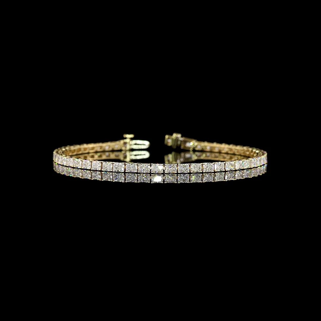 5.28 Cts 14k Yellow Gold Radiant Shape Tennis Bracelet