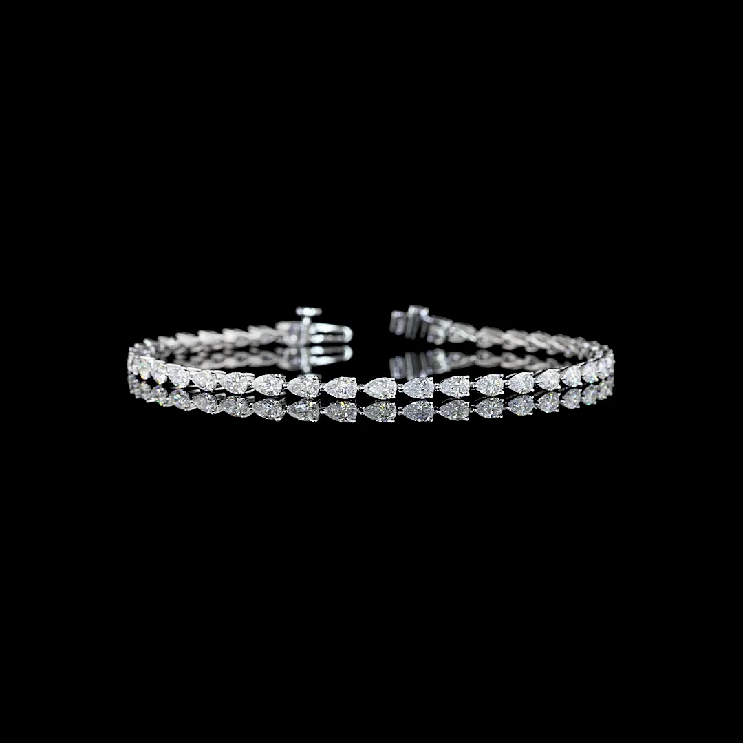 3.87 Cts 14k White Gold Pear Shape Tennis Bracelet