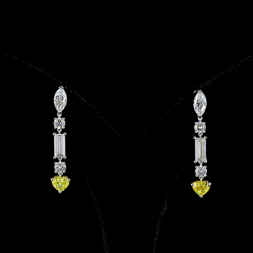 [ER14TTHN350PNS] 3.86 Cts 14k Two Tone Mix Shape Hanging Earring