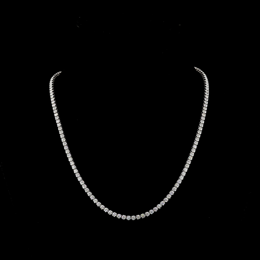 [NK14WTSRD750HB] 7.56 Cts 14k White Gold Round Shape Tennis Necklace