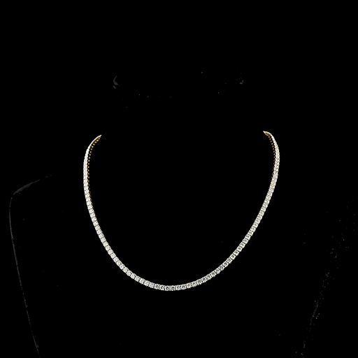 [NK14YTSRD1200P] 12.28 Cts 14k Yellow Gold Round Shape Tennis Necklace
