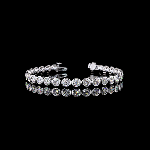 [BC14WTSRD900B] 9.19 Cts 14k White Gold Round Shape Tennis Bracelet