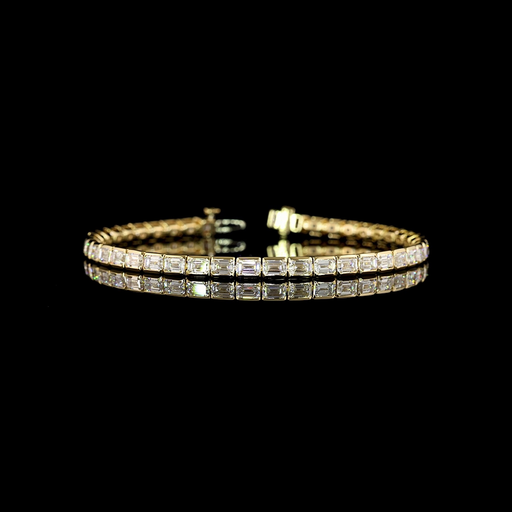 [BC14YTSEM850HBEW] 8.58 Cts 14k Yellow Gold Emerald Shape Tennis Bracelet