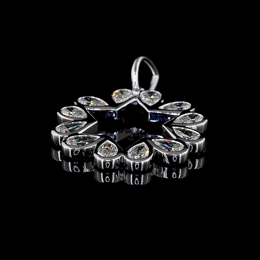 [PD14WPS100BIN] 1.31 Cts 14k White Gold Pear Shape Pendant Pendant