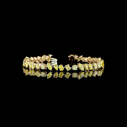 [BC18YST800PIN] 8.44 Cts 18k Yellow Gold Mix Shape Station Bracelet