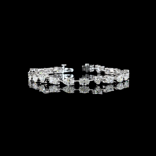 [BC14WST1100PEW] 11 Cts 14k White Gold Mix Shape Station Bracelet