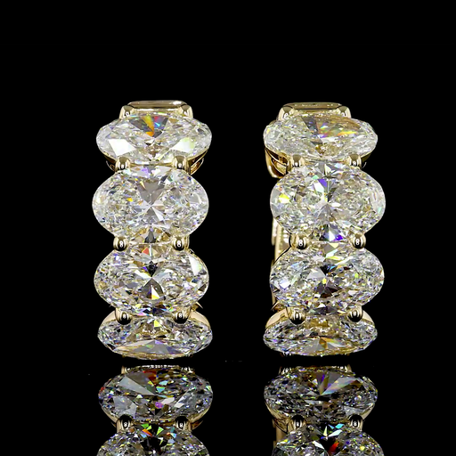 [ER14YHGOV500PEW] 5.08 Cts 14k Yellow Gold Oval Shape Huggies Earring