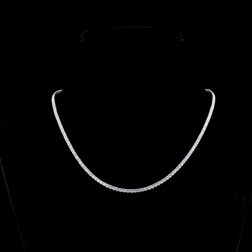 [NK14WTSRD800P] 8.08 Cts 14k White Gold Round Shape Tennis Necklace