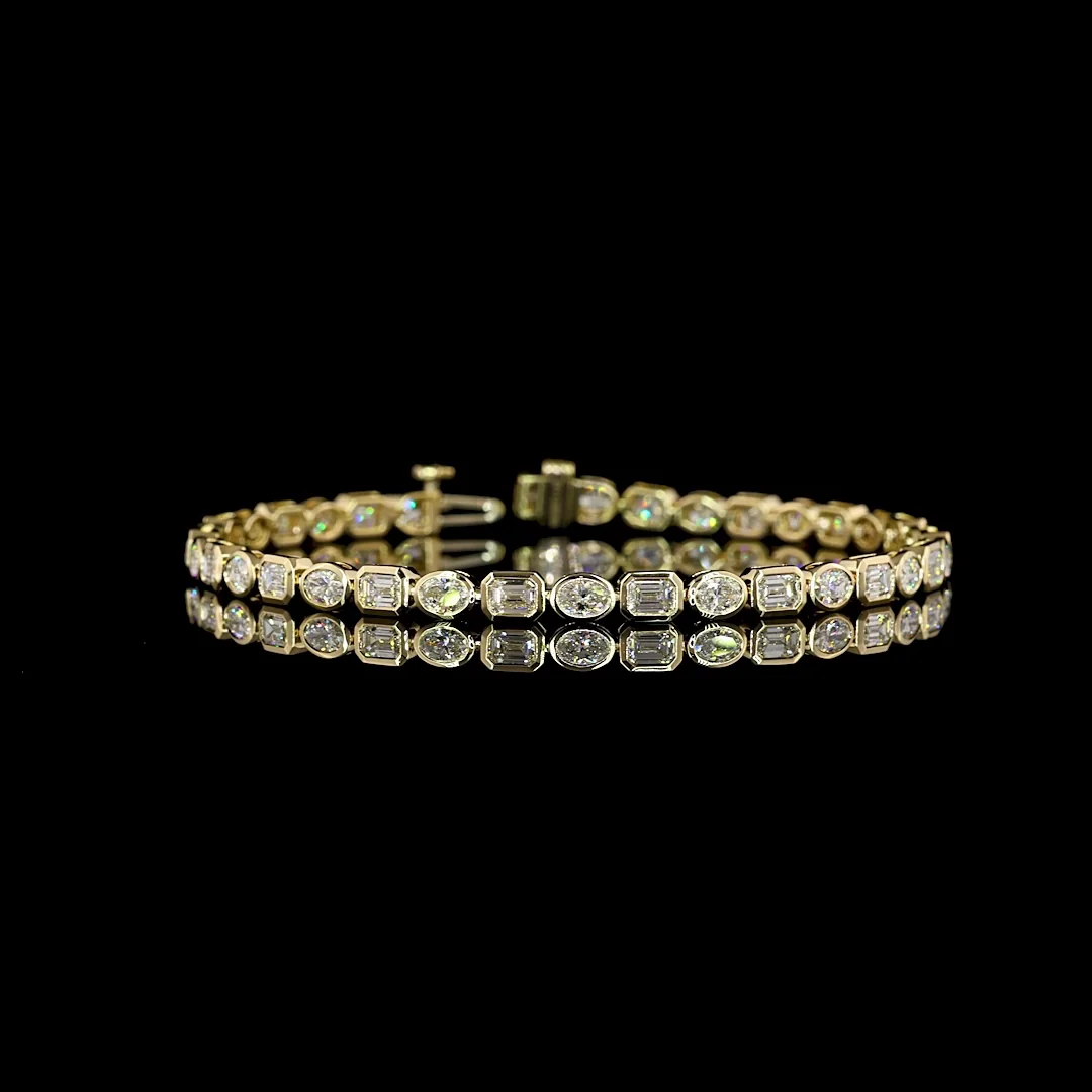 4.89 Cts 14k Yellow Gold Mix Shape Tennis Bracelet