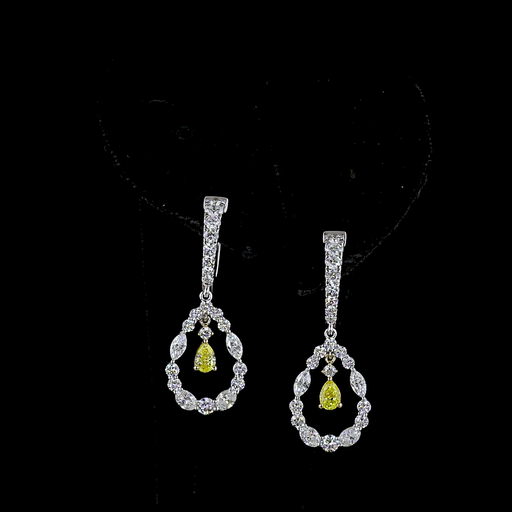 [ER14TTHN200PNS] 2.06 Cts 14k Two Tone Mix Shape Hanging Earring