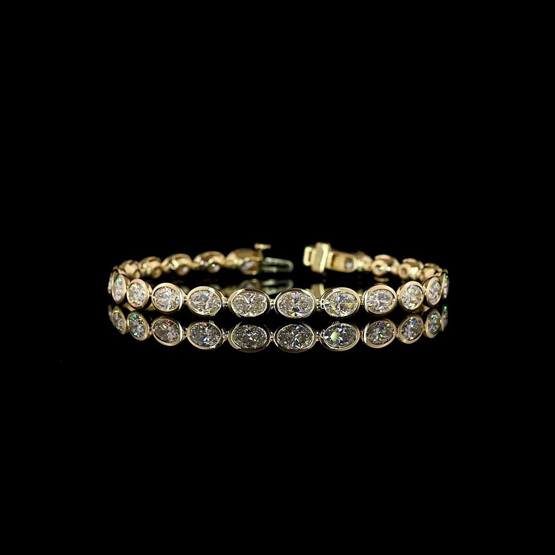 10.91 Cts 14k Yellow Gold Oval Shape Tennis Bracelet