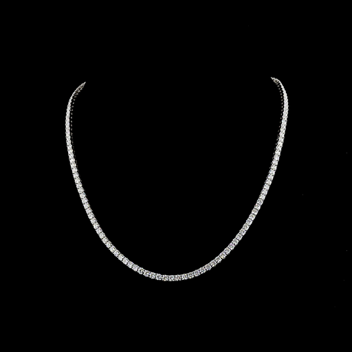 [NK14WTSRD1200P] 12.43 Cts 14k White Gold Round Shape Tennis Necklace