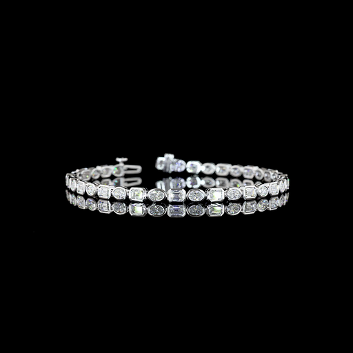 [BC14WTS450BEW] 4.93 Cts 14k White Gold Mix Shape Tennis Bracelet