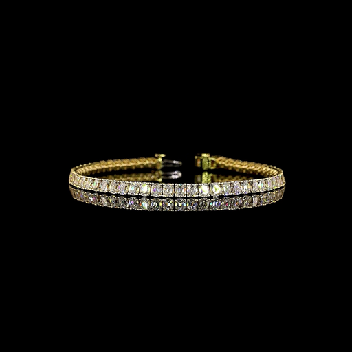 [BC14YTSANCU900PNS] 9.28 Cts 14k Yellow Gold Antique Cushion Shape Tennis Bracelet