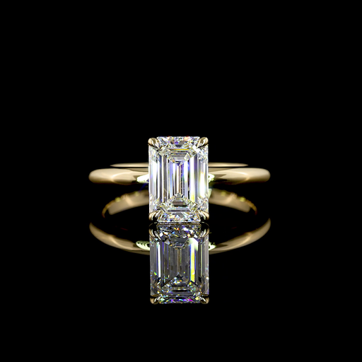 [RG14YSOEM200PNS] 2.01 Cts 14k Yellow Gold Emerald Shape Solitaire Ring