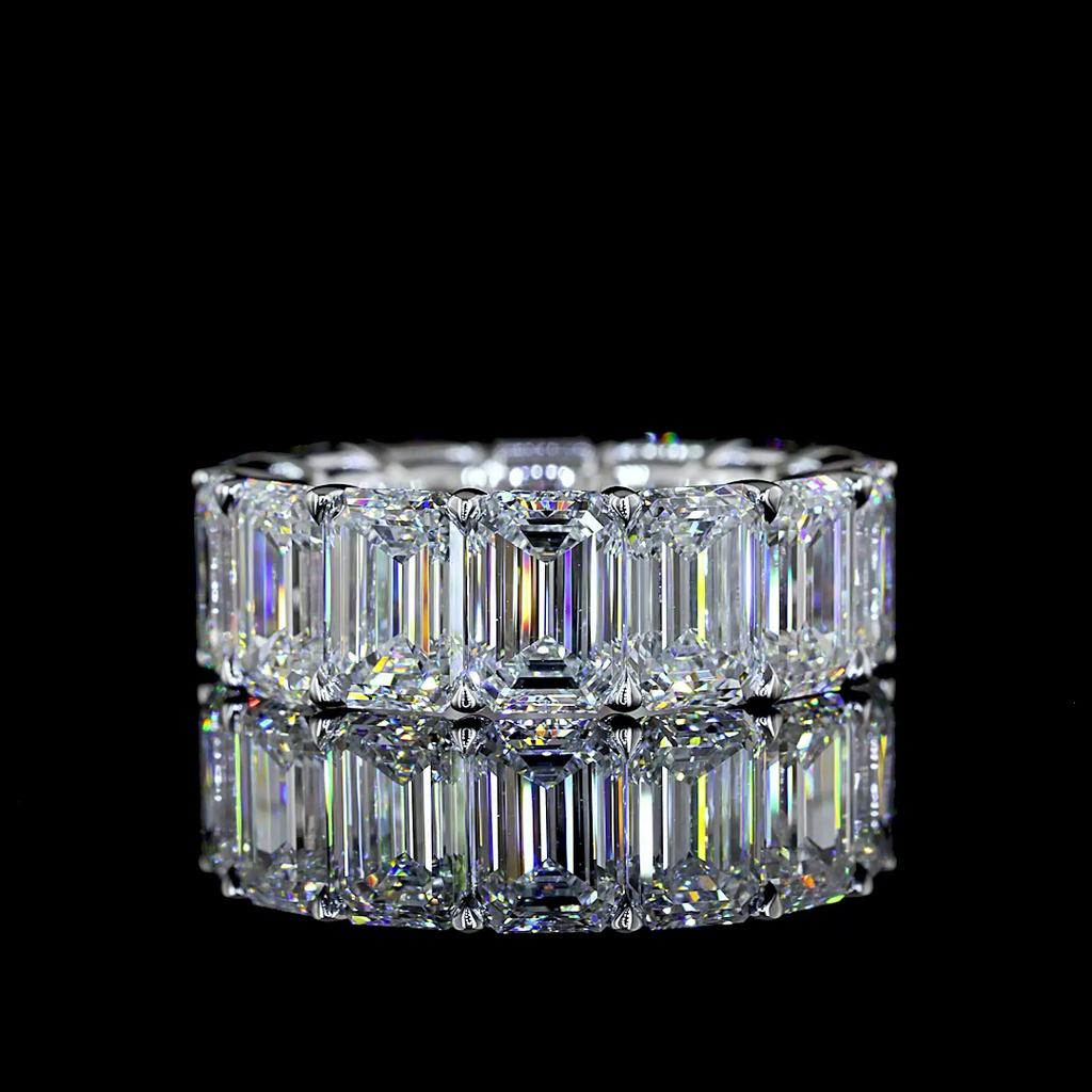 14.38 Cts 14k White Gold Emerald Shape Eternity Band Eternity Band