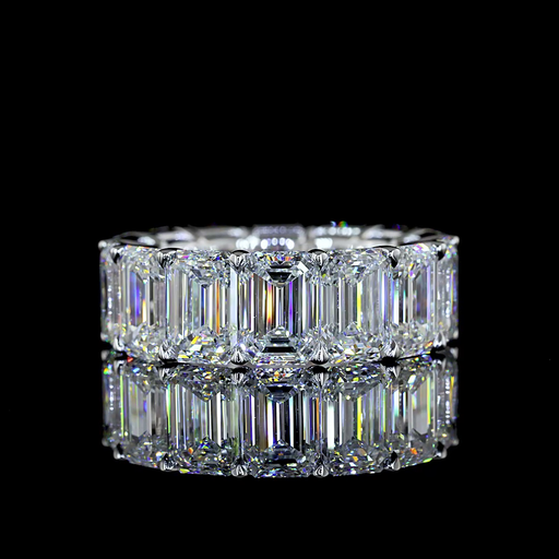 [EB14WEM1400PNS] 14.38 Cts 14k White Gold Emerald Shape Eternity Band Eternity Band