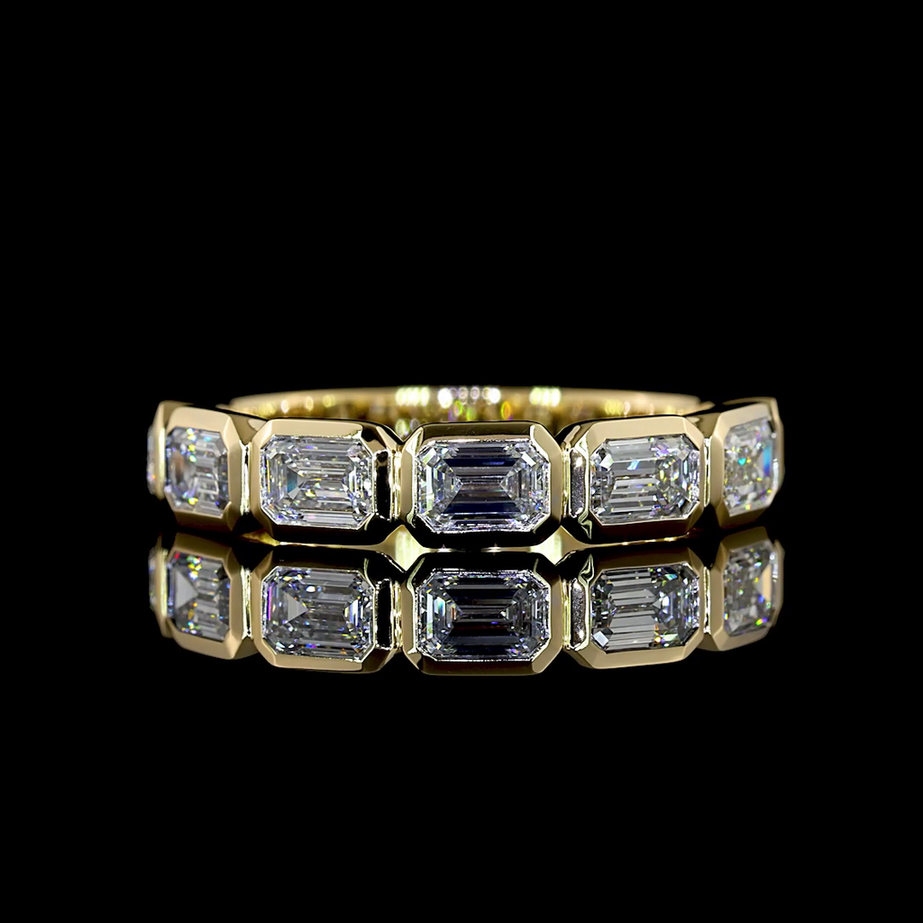 1.14 Cts 14k Yellow Gold Emerald Shape 7 Stones Eternity Band