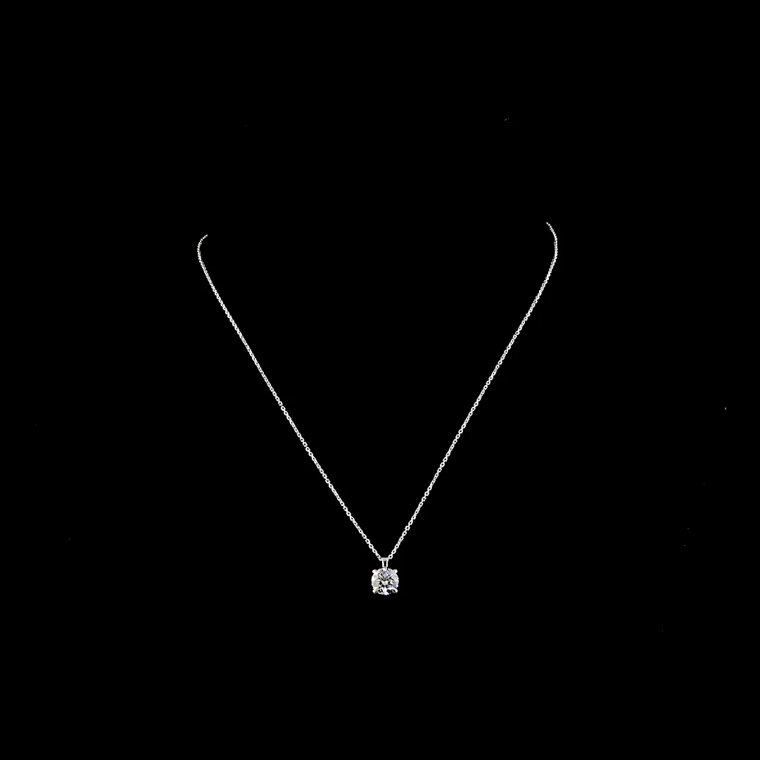 1.52 Cts 14k White Gold Round Shape Solitaire Pendant