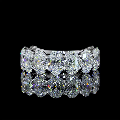 [EB14W45750OV550PNS] 5.78 Cts 14k White Gold Oval Shape 3/4 Band Eternity Band