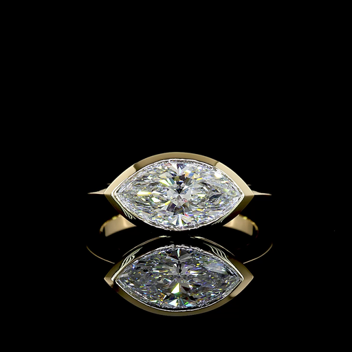 [RG14YSOMQ200BEW] 2.09 Cts 14k Yellow Gold Marquise Shape Solitaire Ring