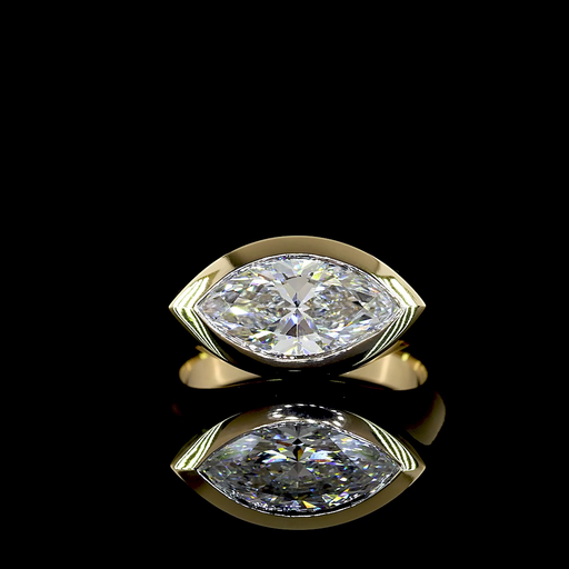 [RG14YSOMQ250BEW] 2.5 Cts 14k Yellow Gold Marquise Shape Solitaire Ring
