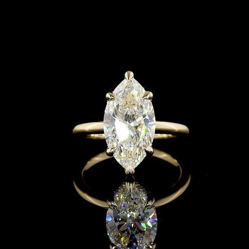 [RG14YHHMQ400RDPNS] 4.2 Cts 14k Yellow Gold Marquise Shape Hidden Halo Ring