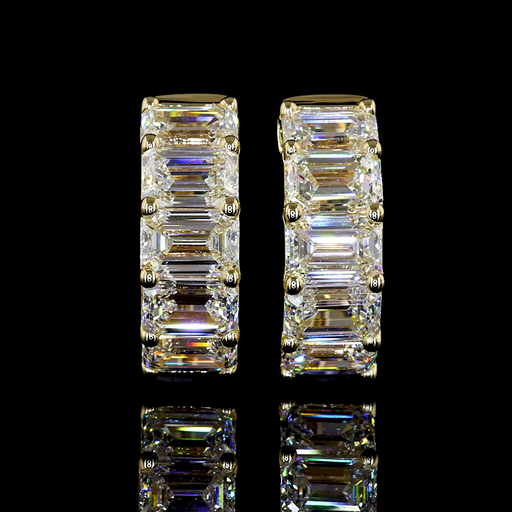 [ER14YHGEM300PEW] 3.26 Cts 14k Yellow Gold Emerald Shape Huggies Earring