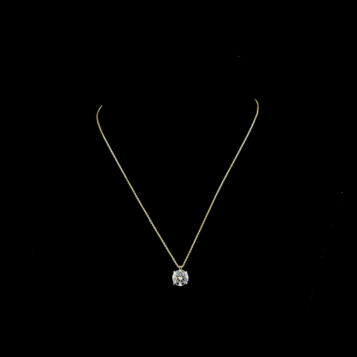 [PD14YSORD300P] 3.04 Cts 14k Yellow Gold Round Shape Solitaire Pendant