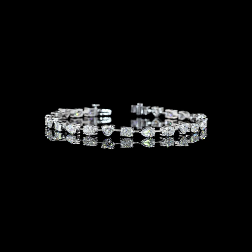 [BC14WST600PEW] 6.21 Cts 14k White Gold Mix Shape Station Bracelet