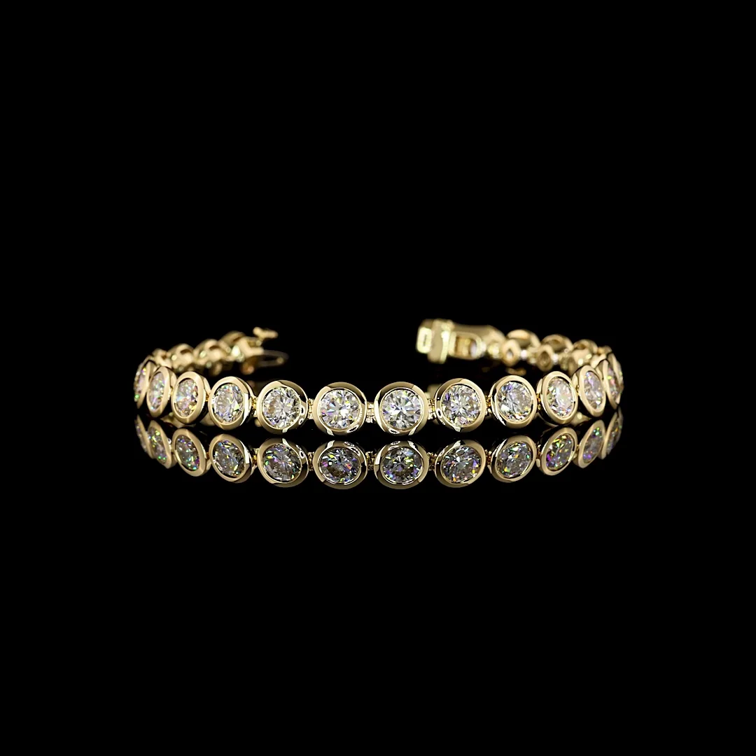 14.21 Cts 14k Yellow Gold Round Shape Tennis Bracelet